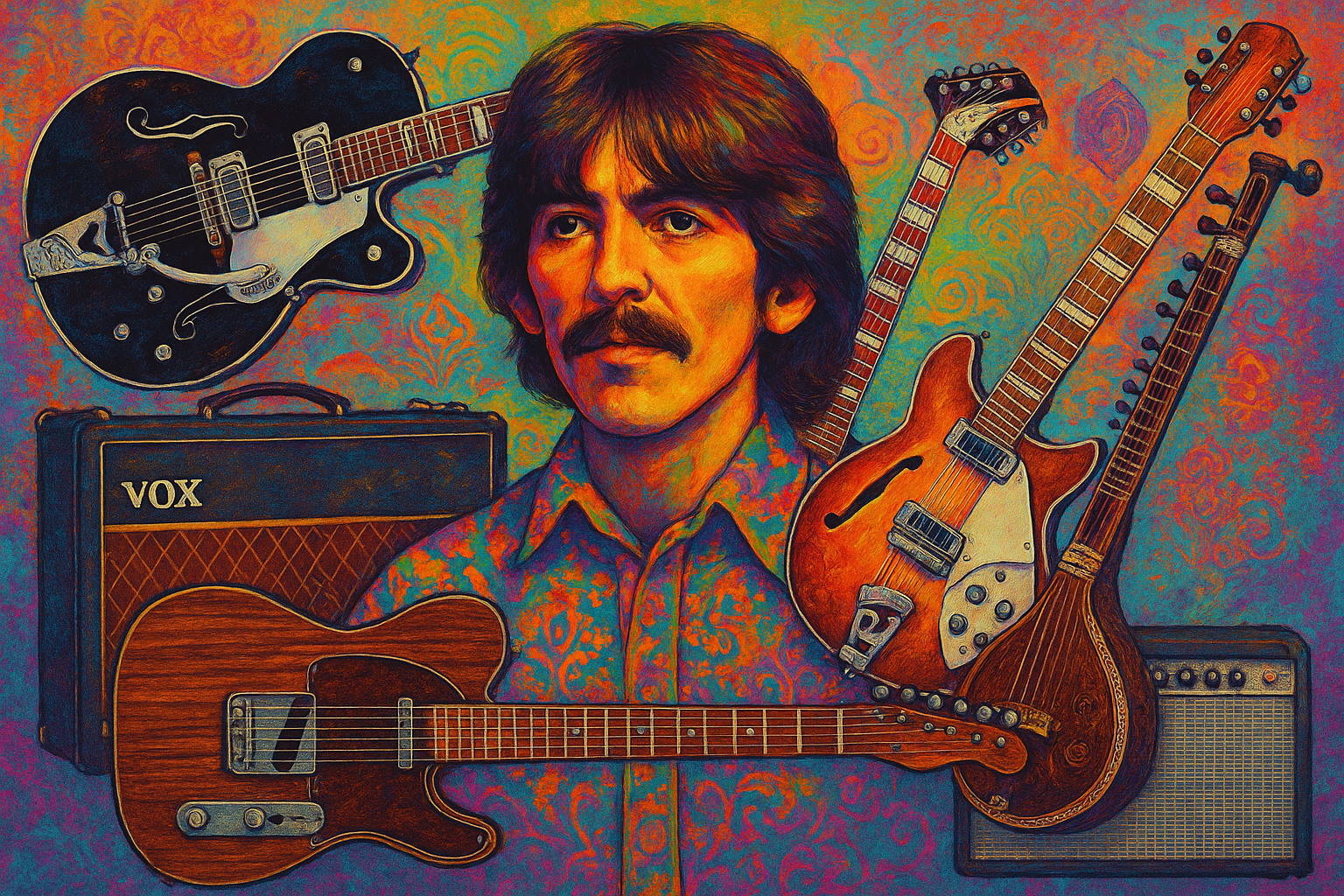 ジョージ・ハリスンのギア:ビートルズ時代の分析 – Fat Bottom Guitars ジョージ・ハリスンのギア:ビートルズ時代の分析 – Fat Bottom Guitars