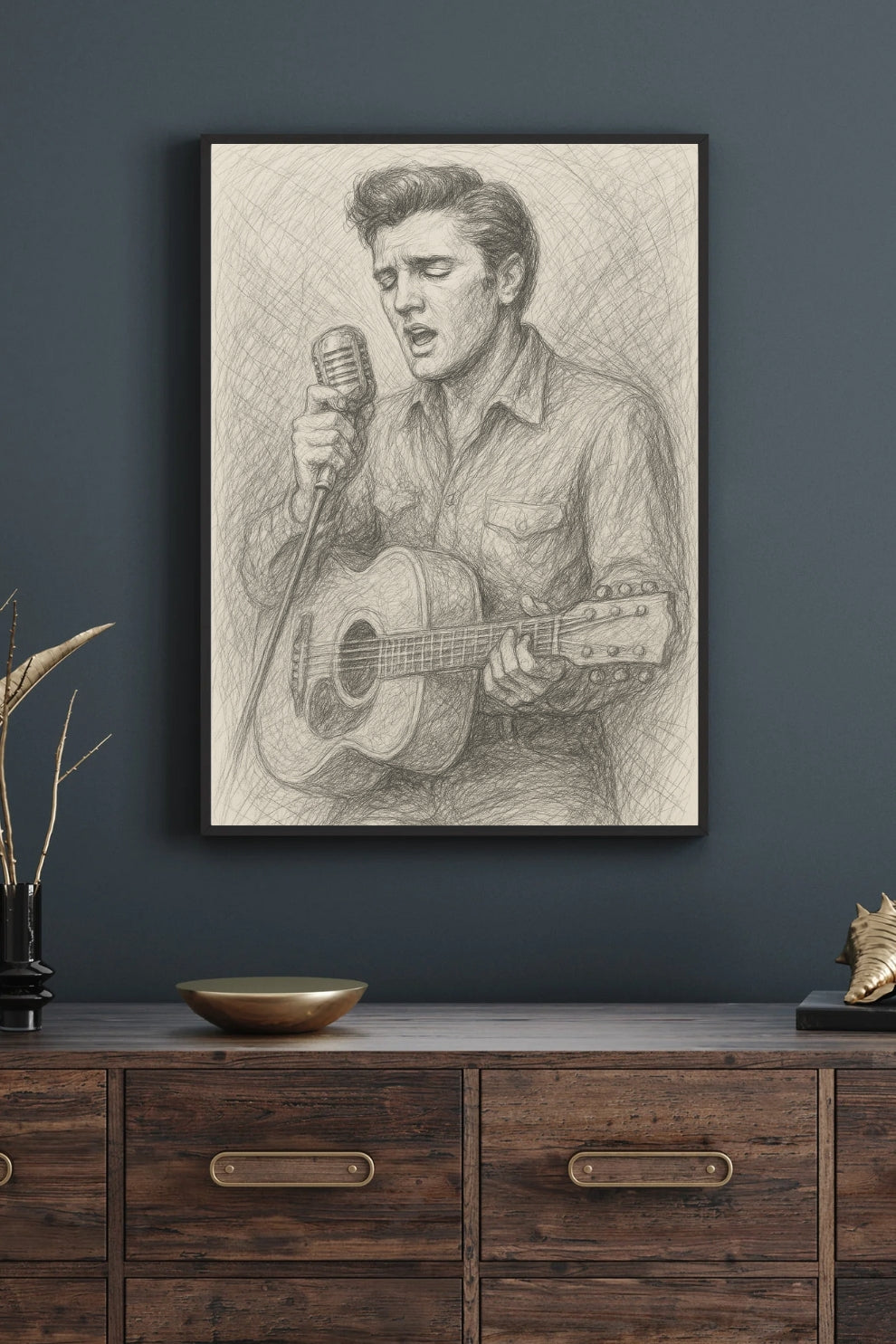 Elvis - Pencil Sketch Style Art Print