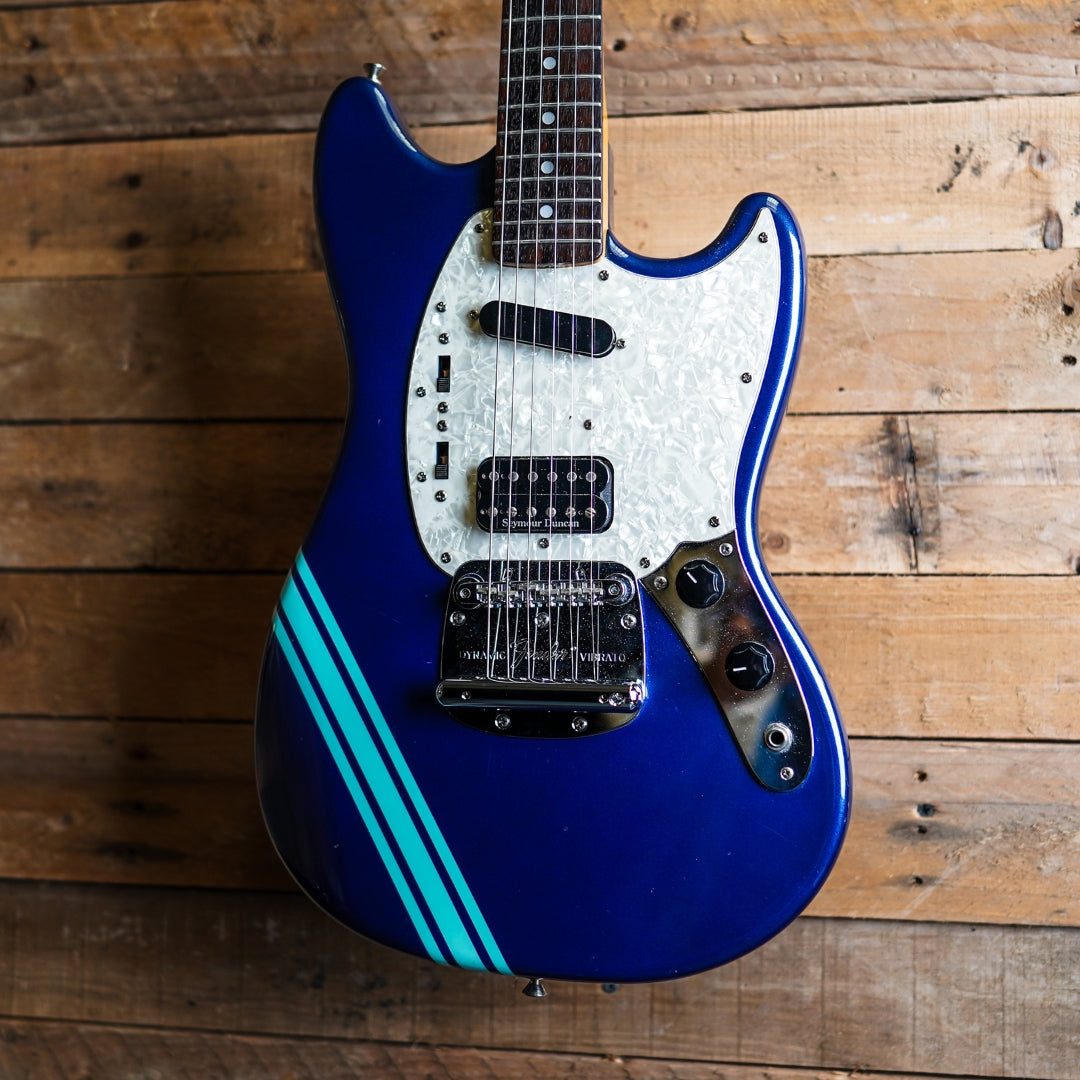 2012 Fender MIJ Kurt Cobain Mustang In Dark Lake Placid Blue W/Racing Stripe