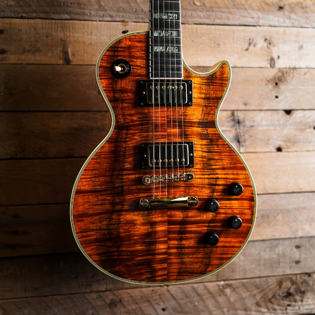 2002 Gibson Custom Shop 50th Anniversary Les Paul Custom Curly Koa Top in Antique Natural #16/50
