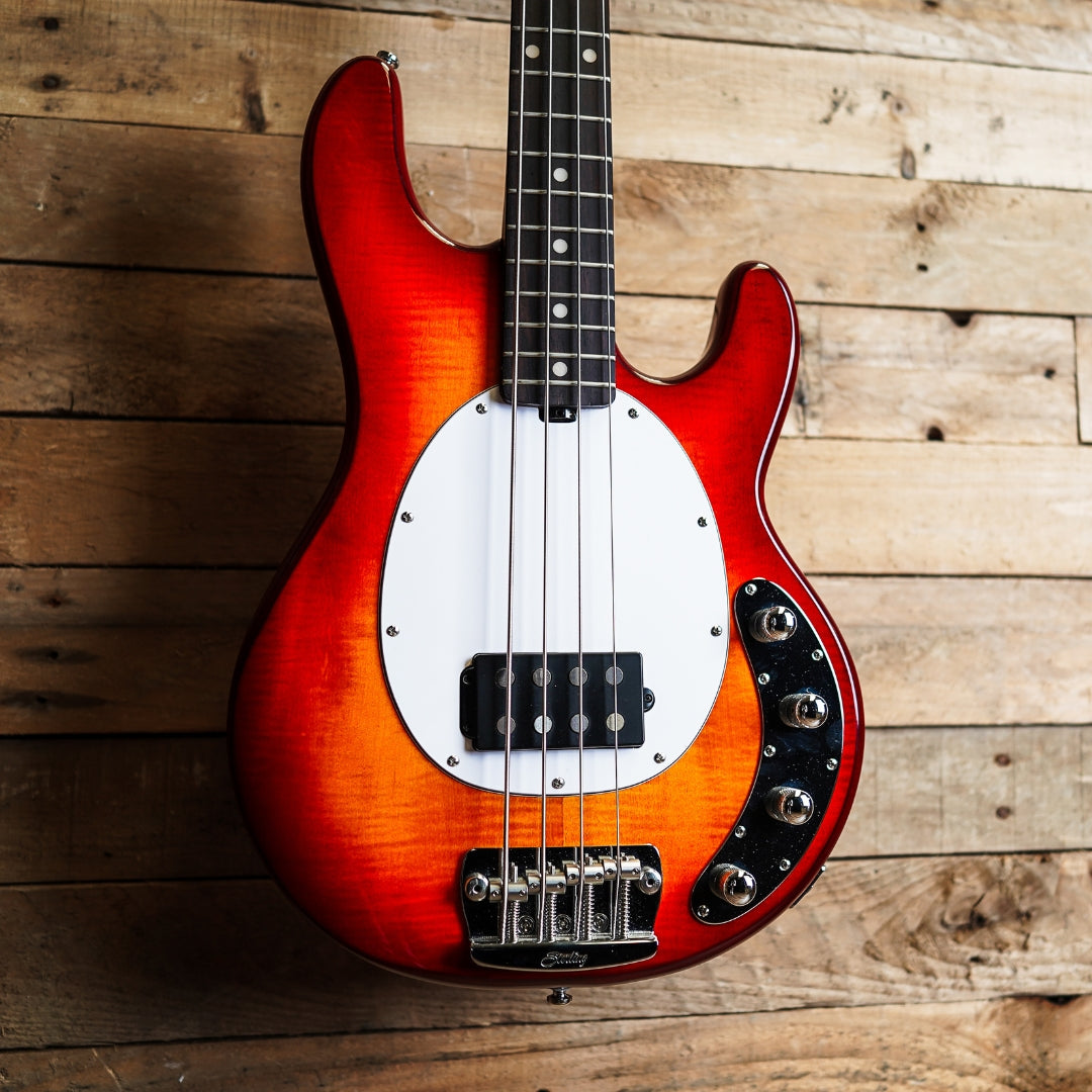 Sterling by Music Man Stingray Ray34 FM in Heritage Cherry Sunburst
