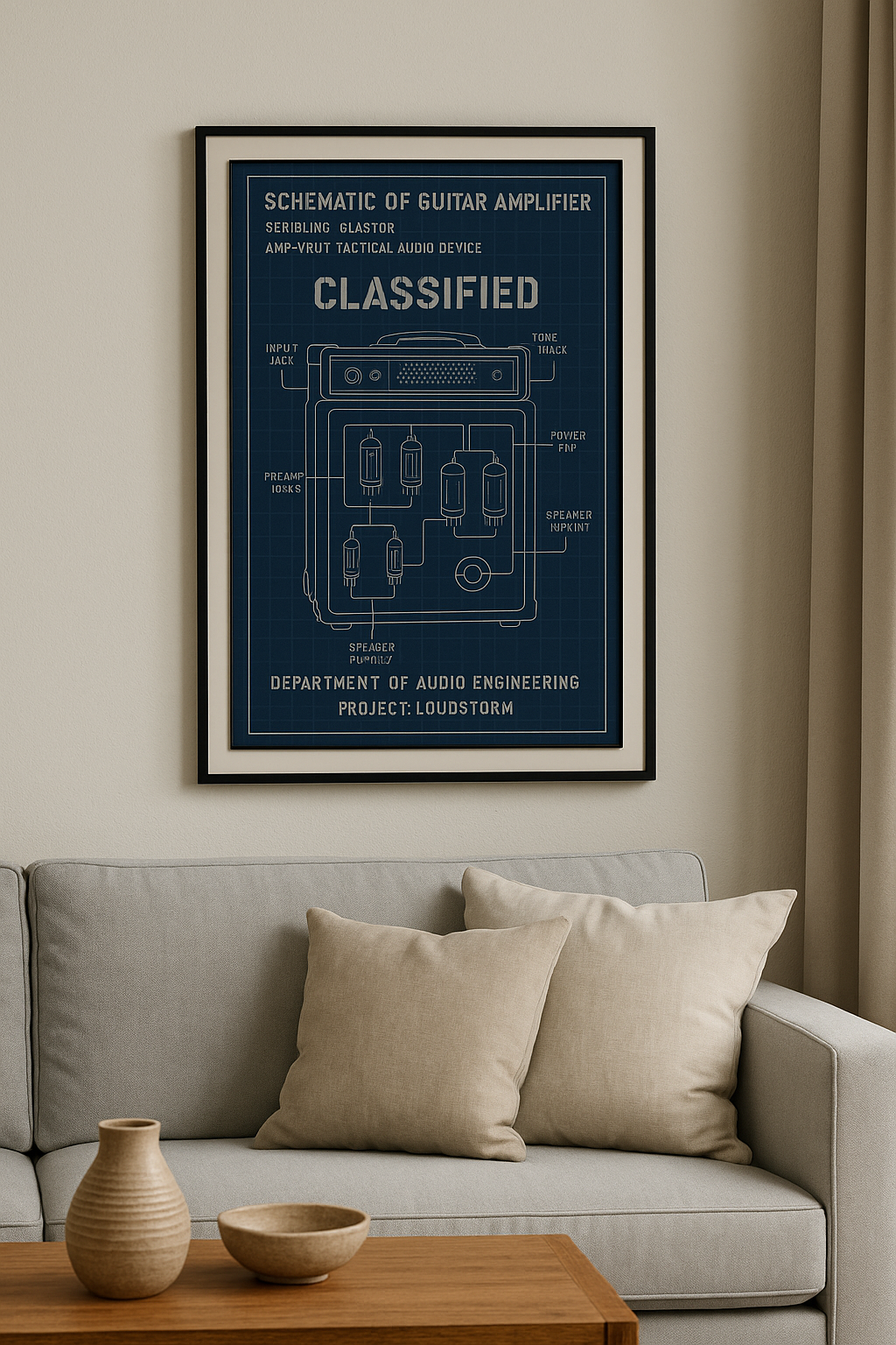 Fictional Guitar Amp - Schematic Art Print