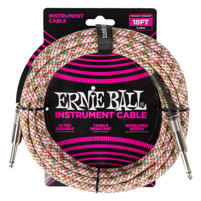 Ernie Ball 5,5 m langes, geflochtenes Kabel (gerade zu gerade) – Smaragdgrünes Argyle-Muster