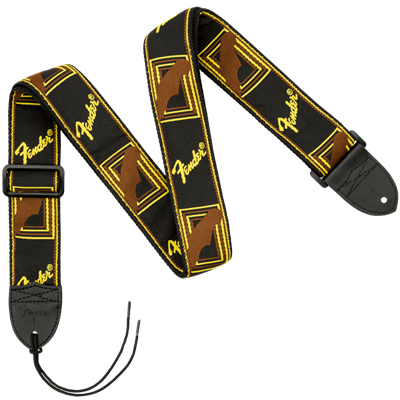 Fender 2" Monogrammed Strap - Black/Yellow/Brown