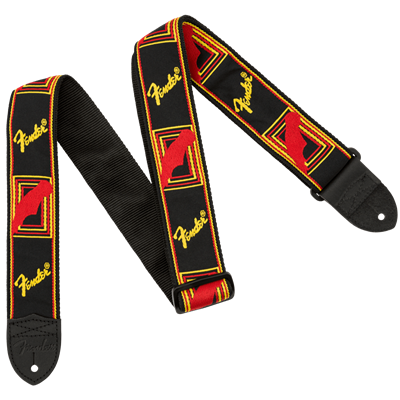 Fender 2" Monogrammed Strap - Black/Yellow/Red