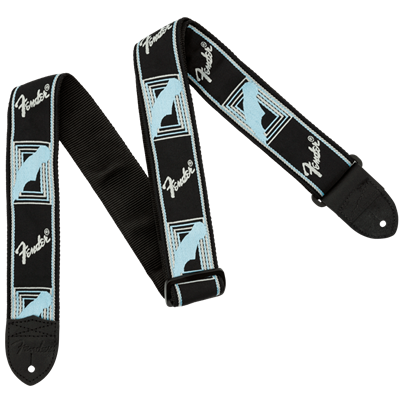 Fender 2" Monogrammed Strap - Black/Light Grey/Blue