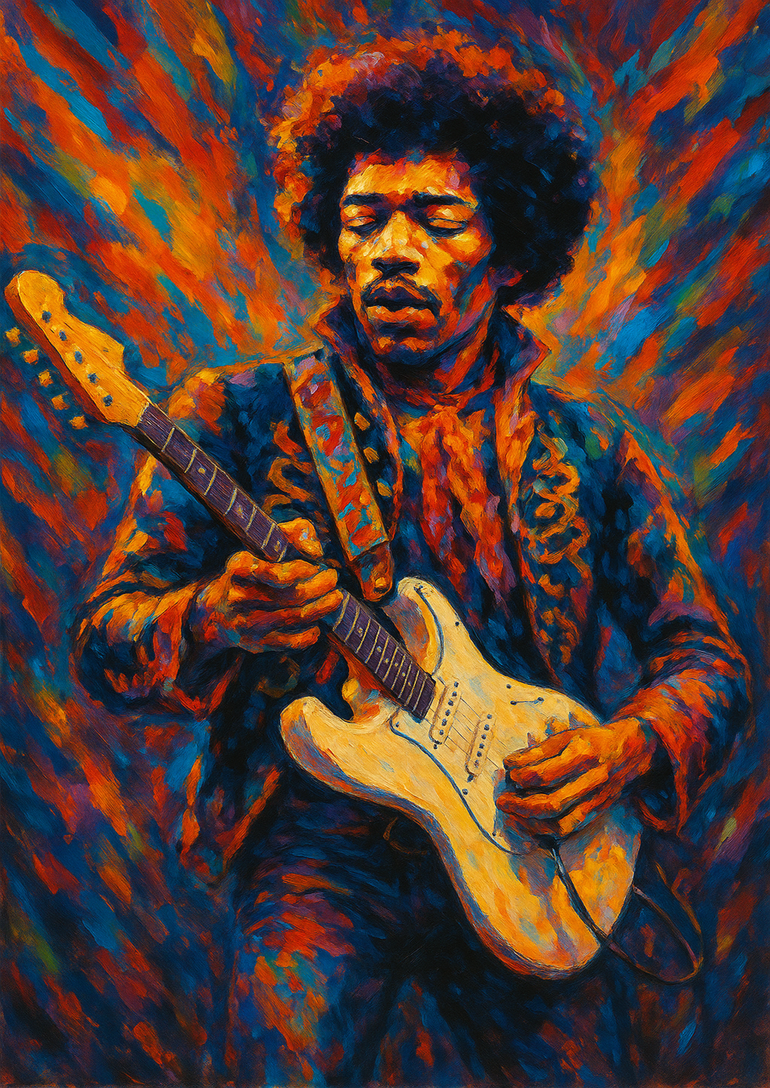 Jimi Live -  Abstract Art Print - Colour