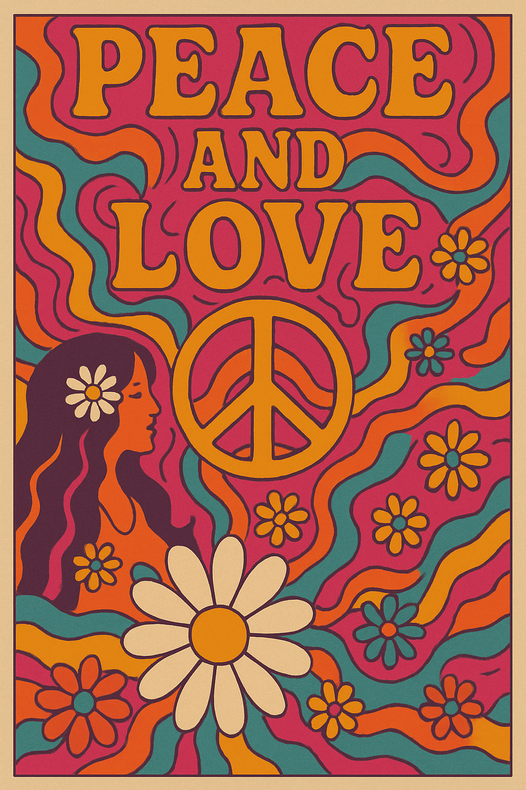 Peace & Love - Psychedelic Art Print