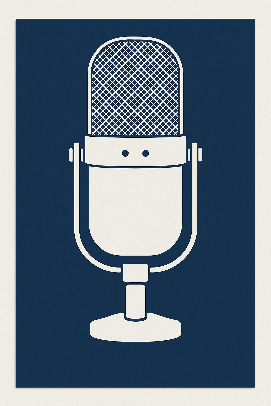 Vintage Microphone - Blue Art Print