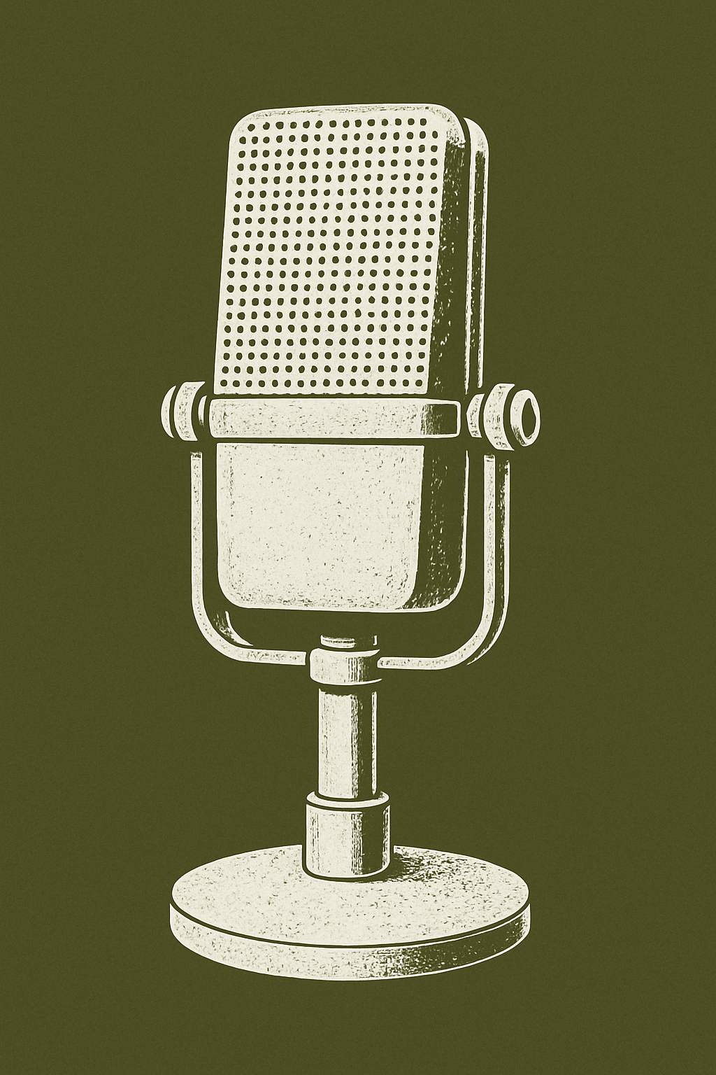 Vintage Microphone - Green Art Print