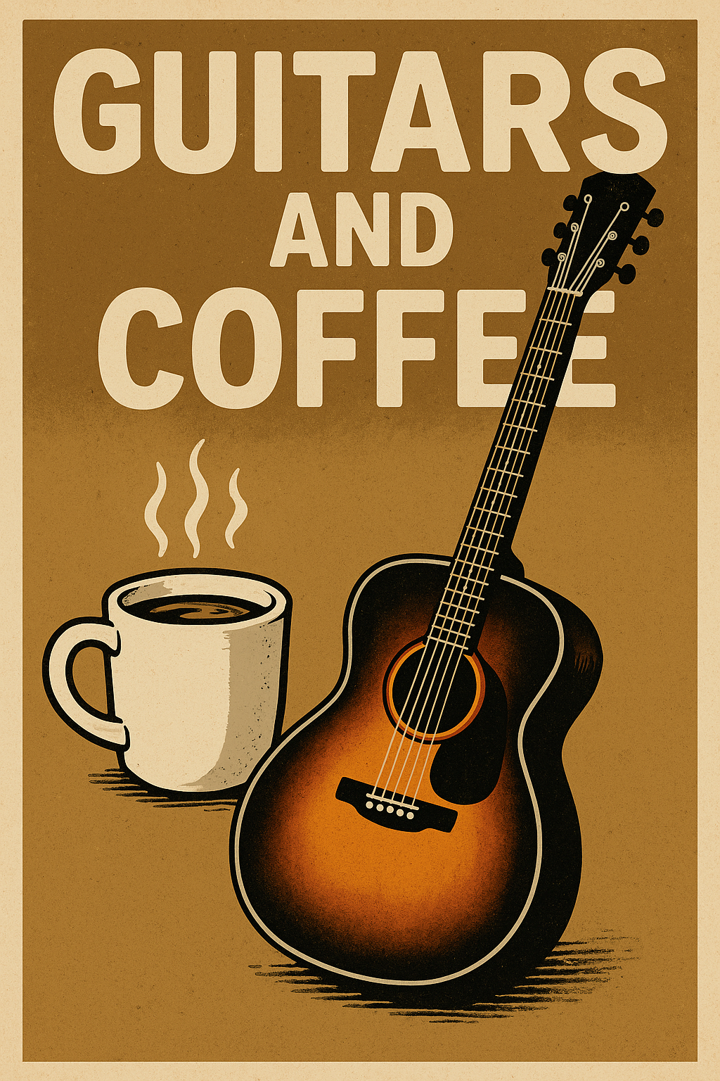 Guitars And Coffee - Art Print