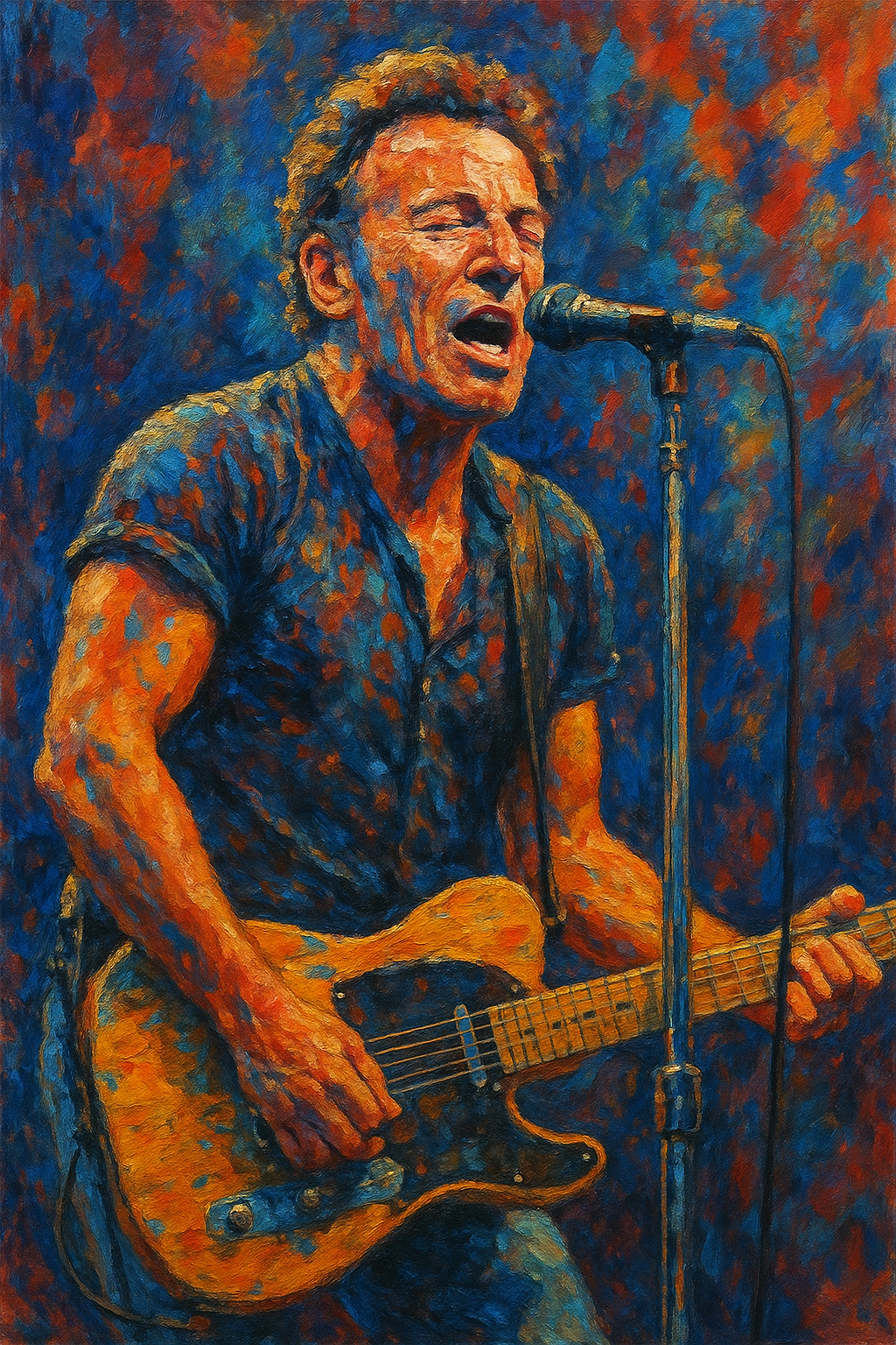 Bruce Springsteen Live - Abstract Art Print