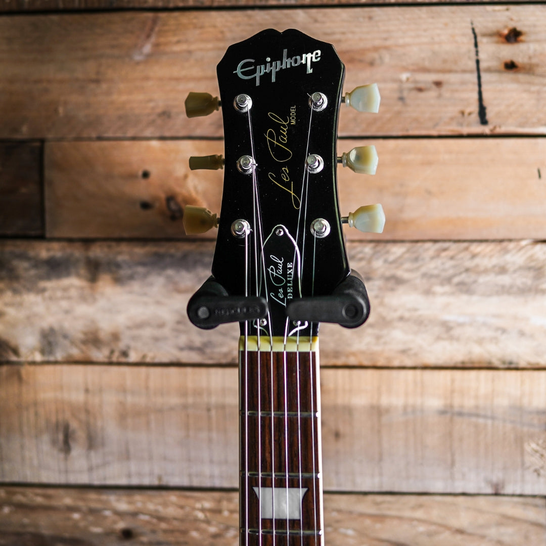 1998 Epiphone Les Paul Deluxe In Ebony – Fat Bottom Guitars
