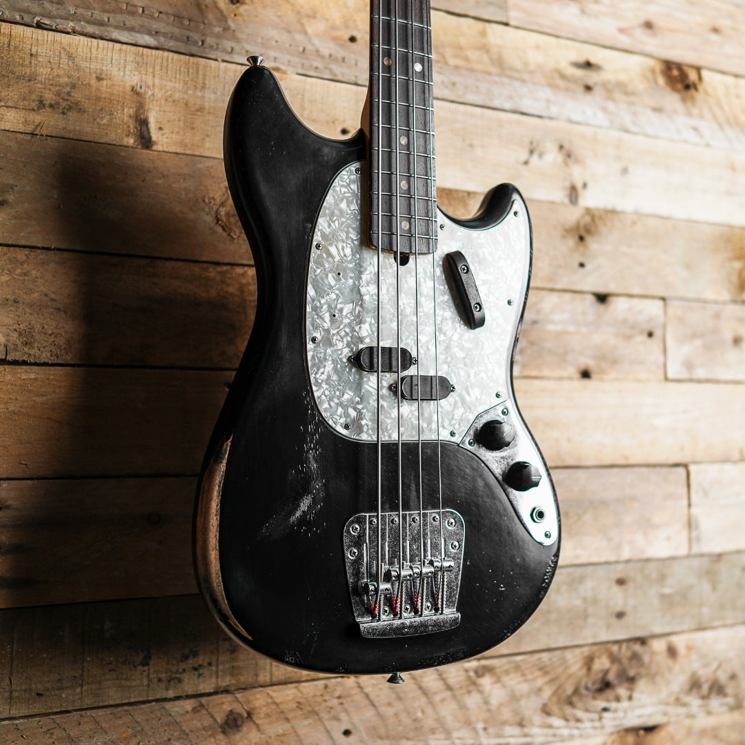 2023 Fender Justin Meldel-Johnsen Road Worn Mustang Bass In Black
