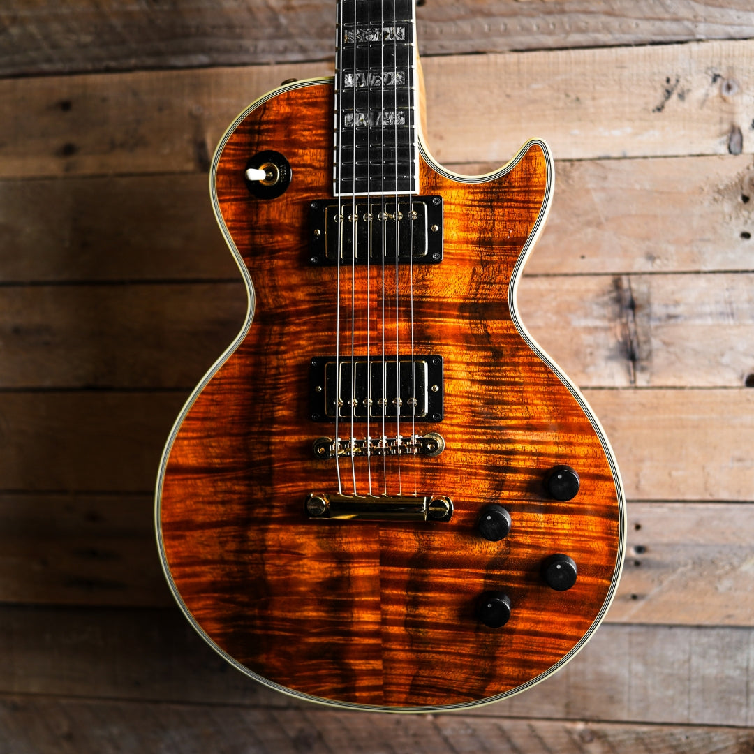 2002 Gibson Custom Shop 50th Anniversary Les Paul Custom Curly Koa Top in Antique Natural finish #16/50