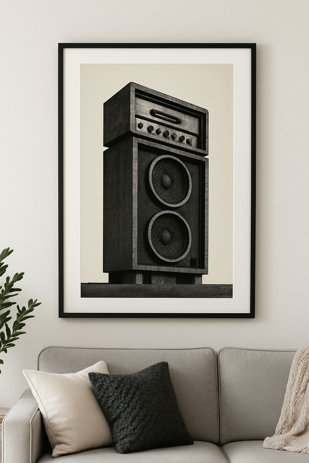 Brutalist Amplifier - Black And White Art Print