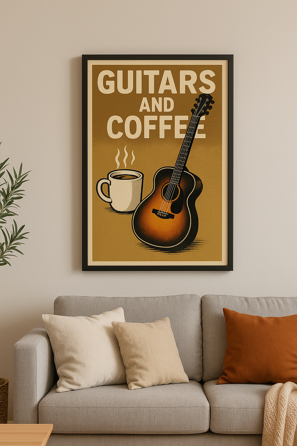Guitars And Coffee - Art Print