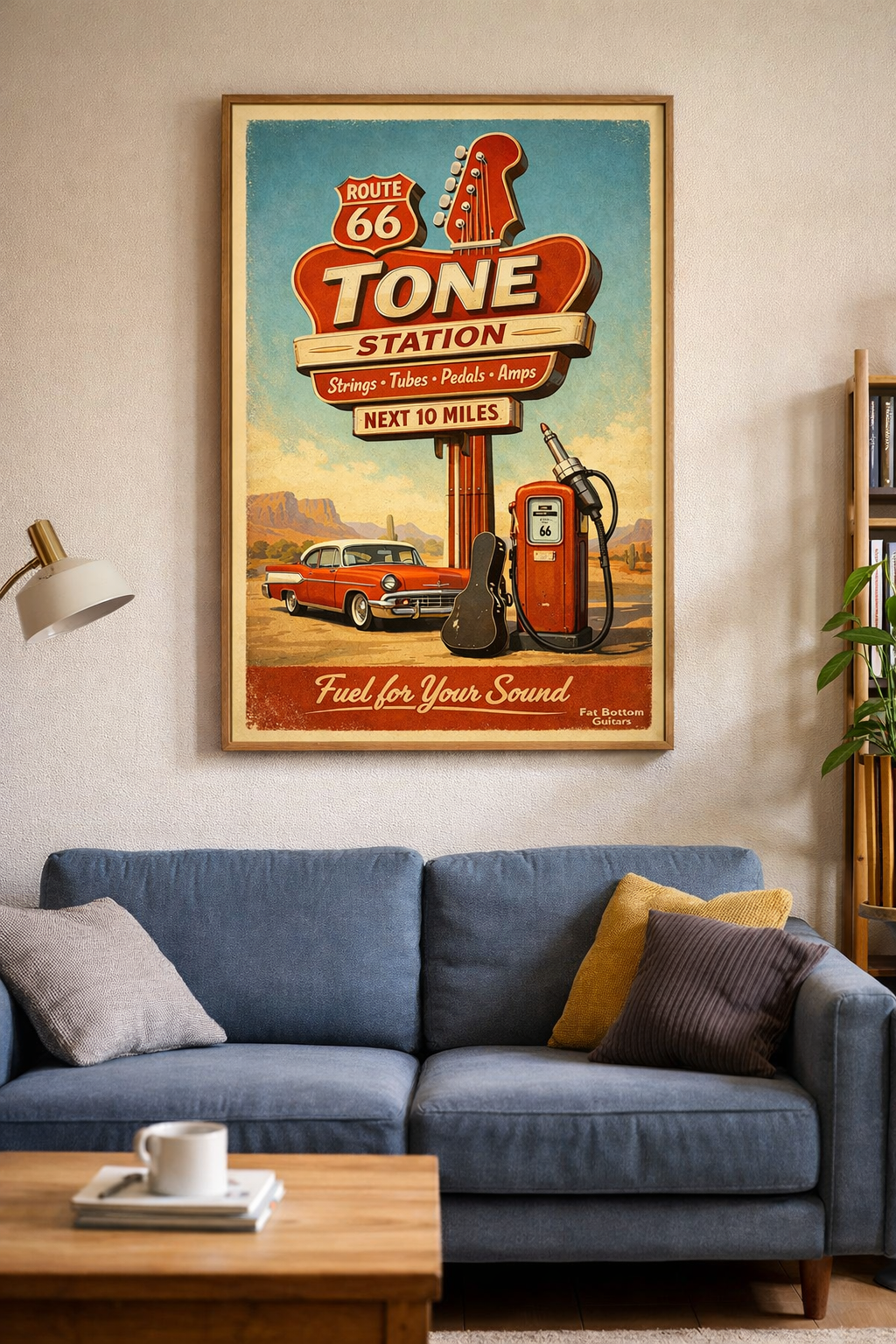Route 66: Tone Services - Mid Century Style Art Print