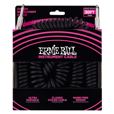 Ernie Ball 30ft Spiralkabel SS - Schwarz
