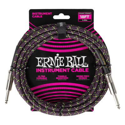 Ernie Ball 18ft Braided Straight To Straight Cable - Purple Python